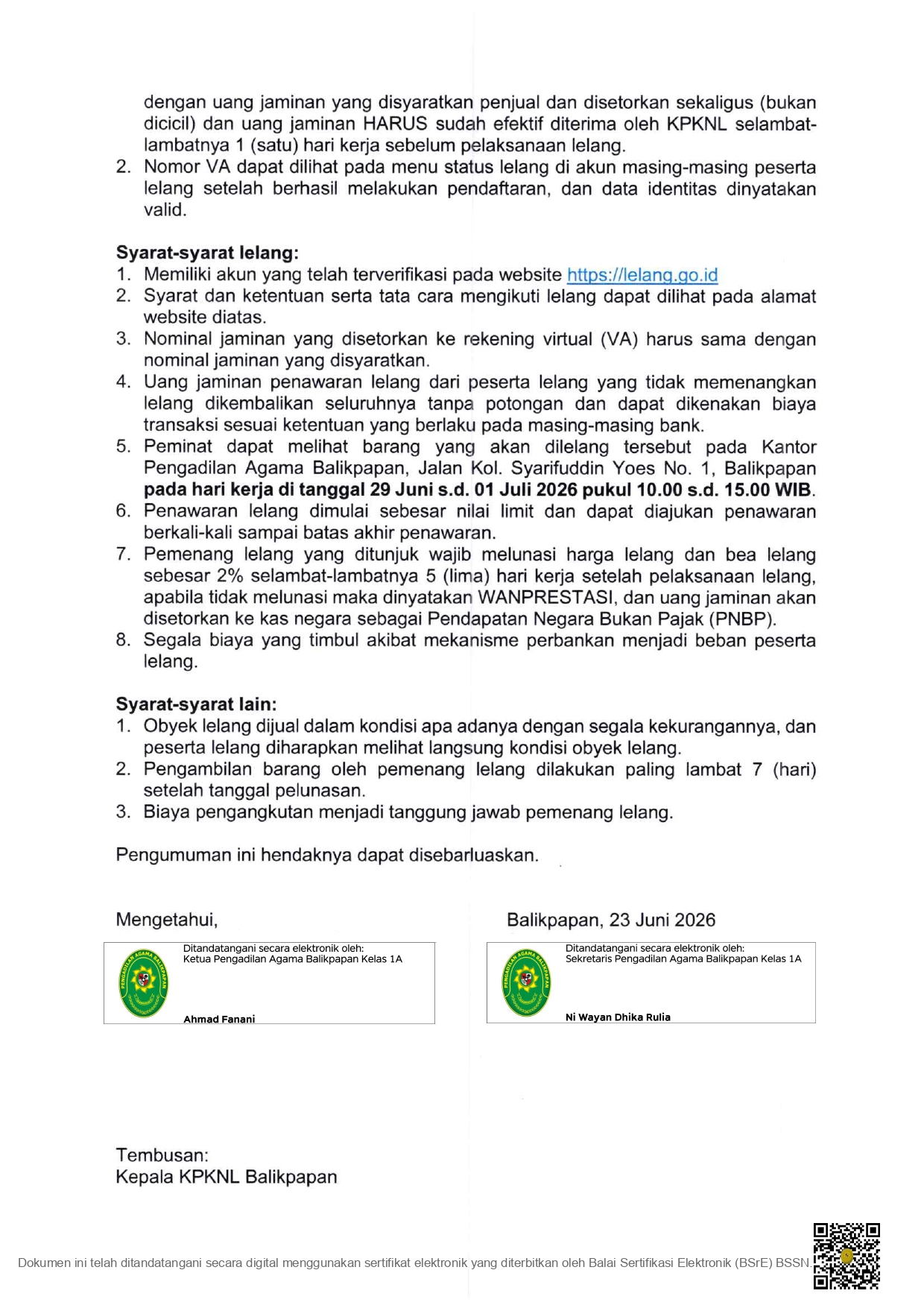 Pengumuman Lelang BMN Kendaraan Bermotor Roda 2 page 0002